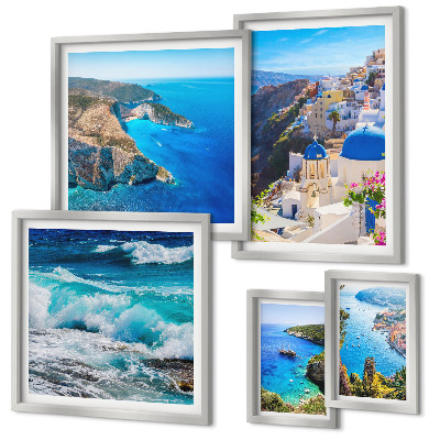 Decorațiune de perete set tablouri Peisajul Mării Egee