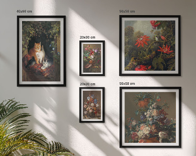 Polyptic înrămat Pisici florale în stil vintage
