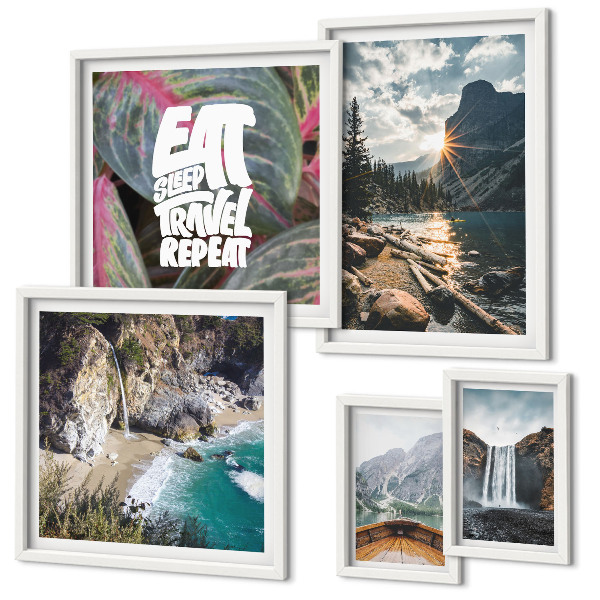 Decorațiune de perete set tablouri Peisaje cu cascade de munte
