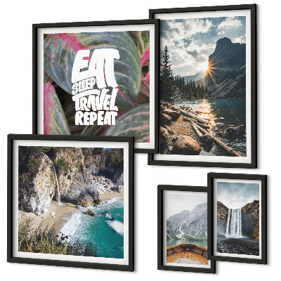 Decorațiune de perete set tablouri Peisaje cu cascade de munte