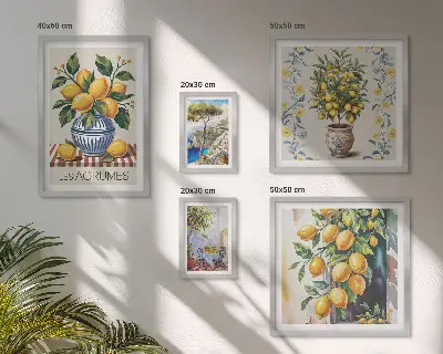 Set tablouri pentru perete cu citrice în stil mediteranean
