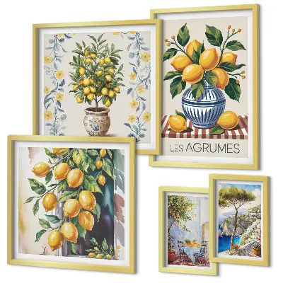 Set tablouri pentru perete cu citrice în stil mediteranean