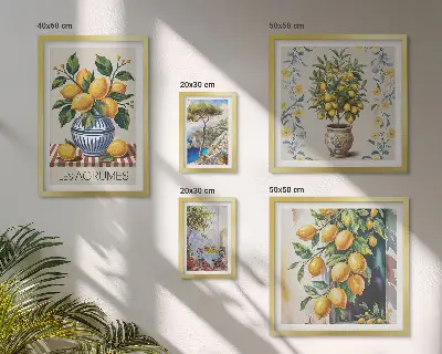 Set tablouri pentru perete cu citrice în stil mediteranean