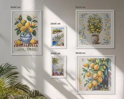 Set tablouri pentru perete cu citrice în stil mediteranean