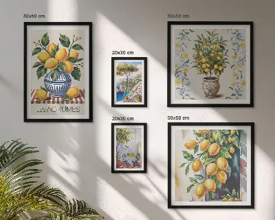 Set tablouri pentru perete cu citrice în stil mediteranean