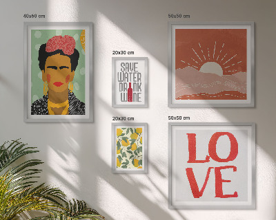 Polyptic înrămat Femeie cu flori în stil boho