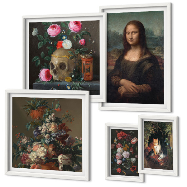 Decorațiune de perete set tablouri Portrete florale vintage
