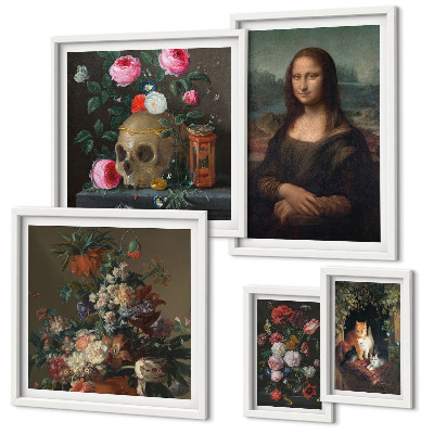 Decorațiune de perete set tablouri Portrete florale vintage