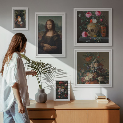 Decorațiune de perete set tablouri Portrete florale vintage
