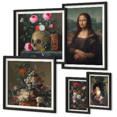Decorațiune de perete set tablouri Portrete florale vintage