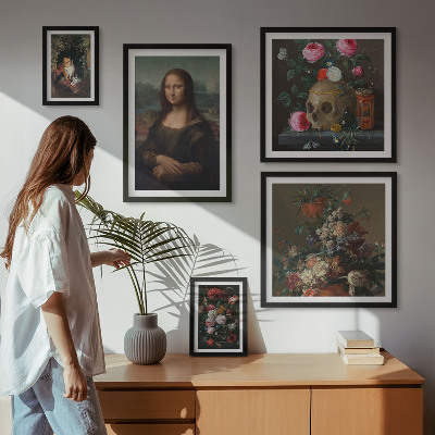 Decorațiune de perete set tablouri Portrete florale vintage