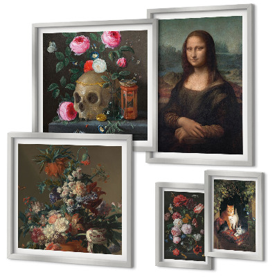 Decorațiune de perete set tablouri Portrete florale vintage