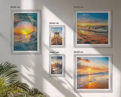 Polyptic înrămat apusuri de soare la mare și poduri în oraș