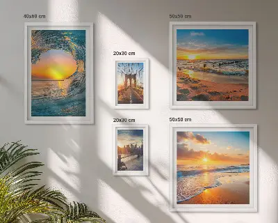 Polyptic înrămat apusuri de soare la mare și poduri în oraș