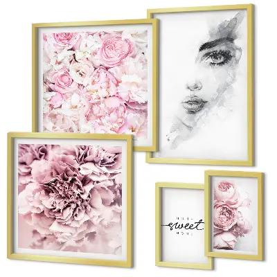 Set de tablouri decorative pentru perete un portret floral pentru casă