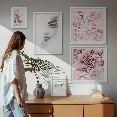 Set de tablouri decorative pentru perete un portret floral pentru casă