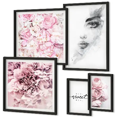 Set de tablouri decorative pentru perete un portret floral pentru casă