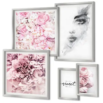 Set de tablouri decorative pentru perete un portret floral pentru casă
