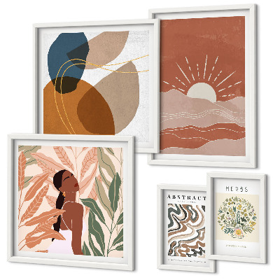Decorațiune de perete set tablouri Motive abstracte vegetale în stil boho