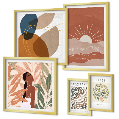 Decorațiune de perete set tablouri Motive abstracte vegetale în stil boho