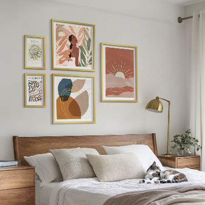 Decorațiune de perete set tablouri Motive abstracte vegetale în stil boho