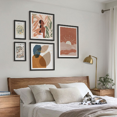 Decorațiune de perete set tablouri Motive abstracte vegetale în stil boho