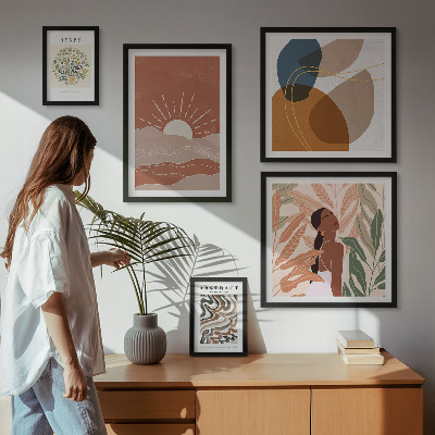 Decorațiune de perete set tablouri Motive abstracte vegetale în stil boho