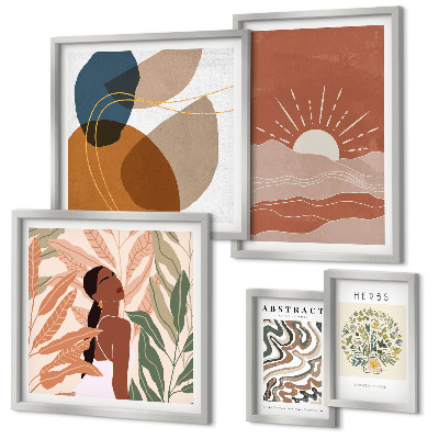 Decorațiune de perete set tablouri Motive abstracte vegetale în stil boho