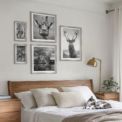 Decorațiune de perete set tablouri Animale alb-negru din natură