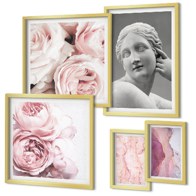 Polyptic înrămat Sculpturi florale clasice