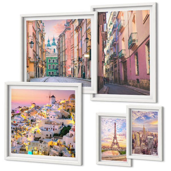 Decorațiune de perete set tablouri Orașe fermecătoare din Europa