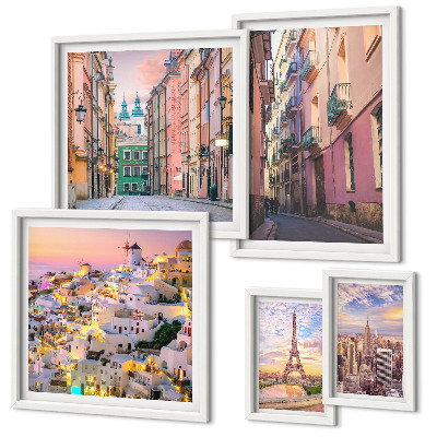Decorațiune de perete set tablouri Orașe fermecătoare din Europa