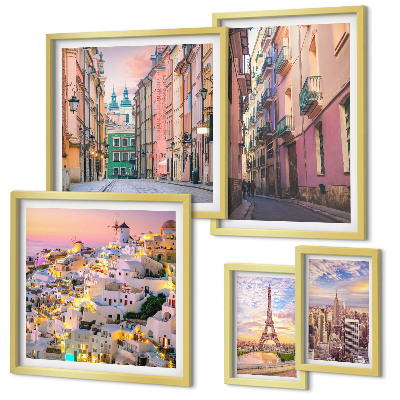 Decorațiune de perete set tablouri Orașe fermecătoare din Europa