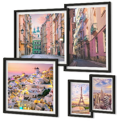 Decorațiune de perete set tablouri Orașe fermecătoare din Europa