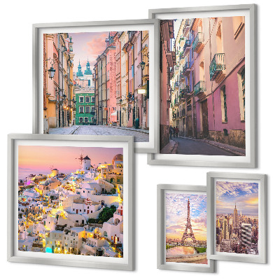 Decorațiune de perete set tablouri Orașe fermecătoare din Europa