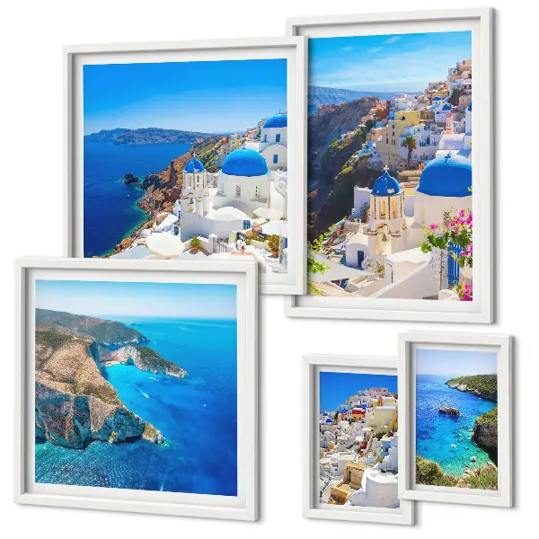 Set de tablouri decorative de perete cupe albastre ale insulelor grecești