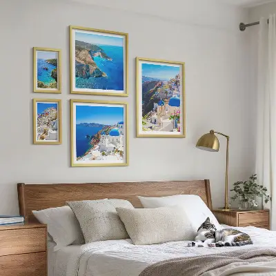 Set de tablouri decorative de perete cupe albastre ale insulelor grecești