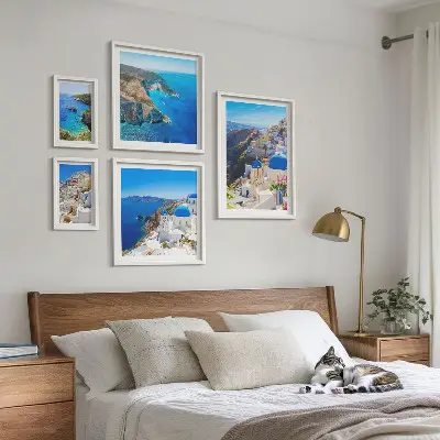 Set de tablouri decorative de perete cupe albastre ale insulelor grecești