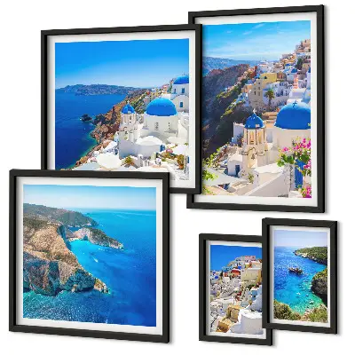 Set de tablouri decorative de perete cupe albastre ale insulelor grecești