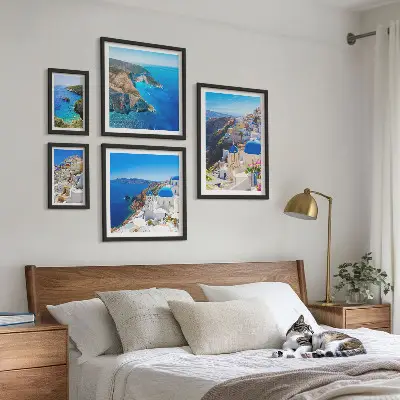Set de tablouri decorative de perete cupe albastre ale insulelor grecești