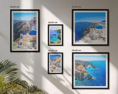 Set de tablouri decorative de perete cupe albastre ale insulelor grecești