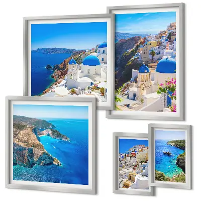 Set de tablouri decorative de perete cupe albastre ale insulelor grecești
