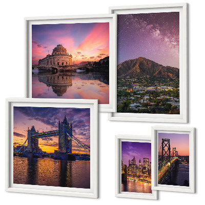 Polyptic înrămat Peisaje ale orașelor montane noaptea