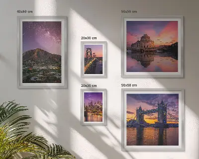 Peisaje ale orașelor montane noaptea tablou poliptic înrămat