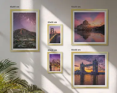 Peisaje ale orașelor montane noaptea tablou poliptic înrămat