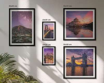 Peisaje ale orașelor montane noaptea tablou poliptic înrămat