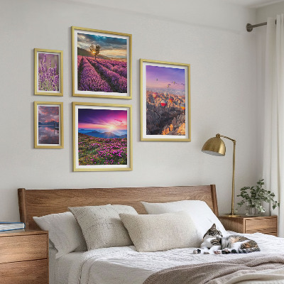 Decorațiune de perete set tablouri Peisaj cu baloane de lavandă