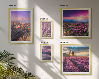 Decorațiune de perete set tablouri Peisaj cu baloane de lavandă