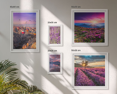 Decorațiune de perete set tablouri Peisaj cu baloane de lavandă
