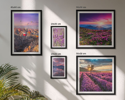 Decorațiune de perete set tablouri Peisaj cu baloane de lavandă